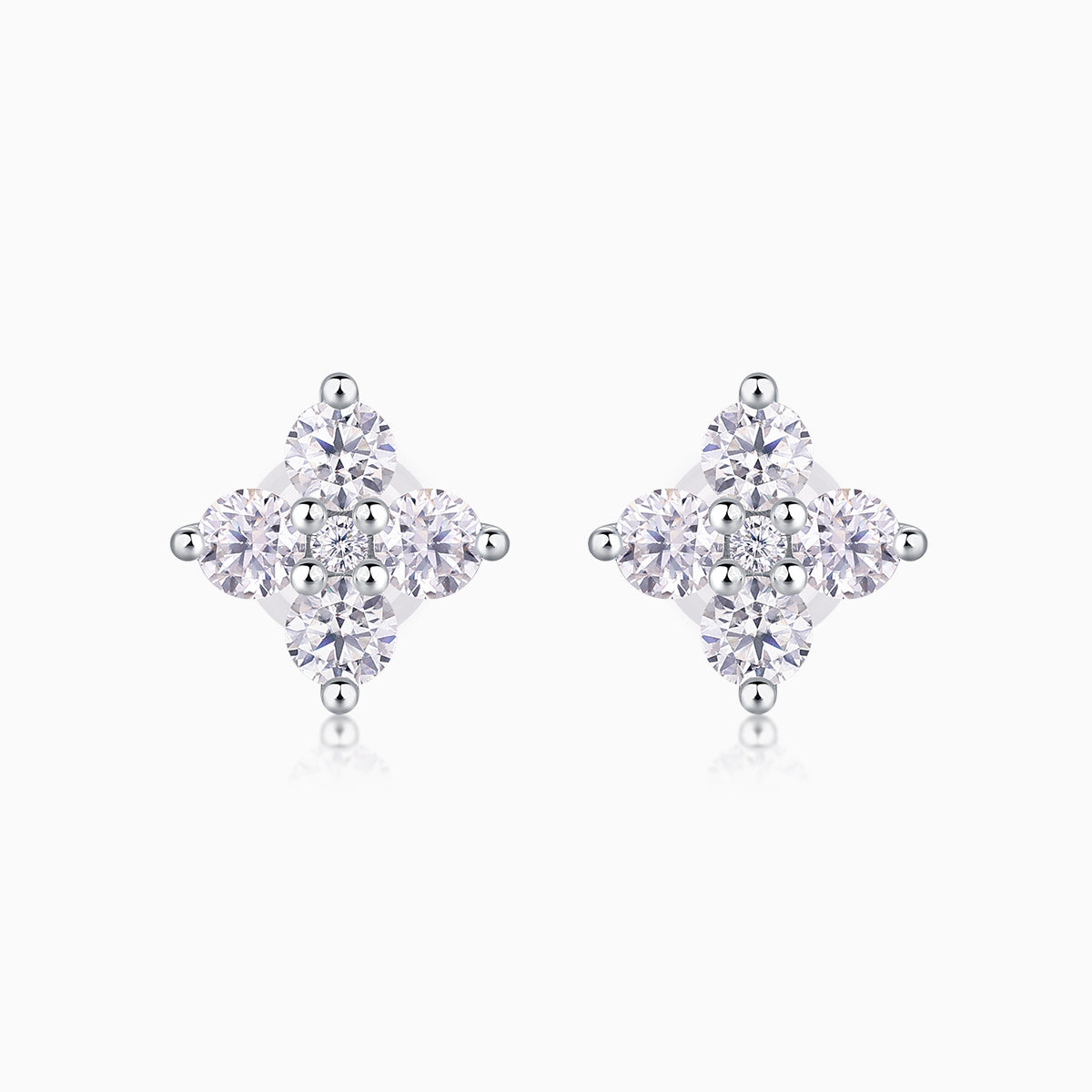 Moissanite Flower Pave Stud Earrings - Ceerom