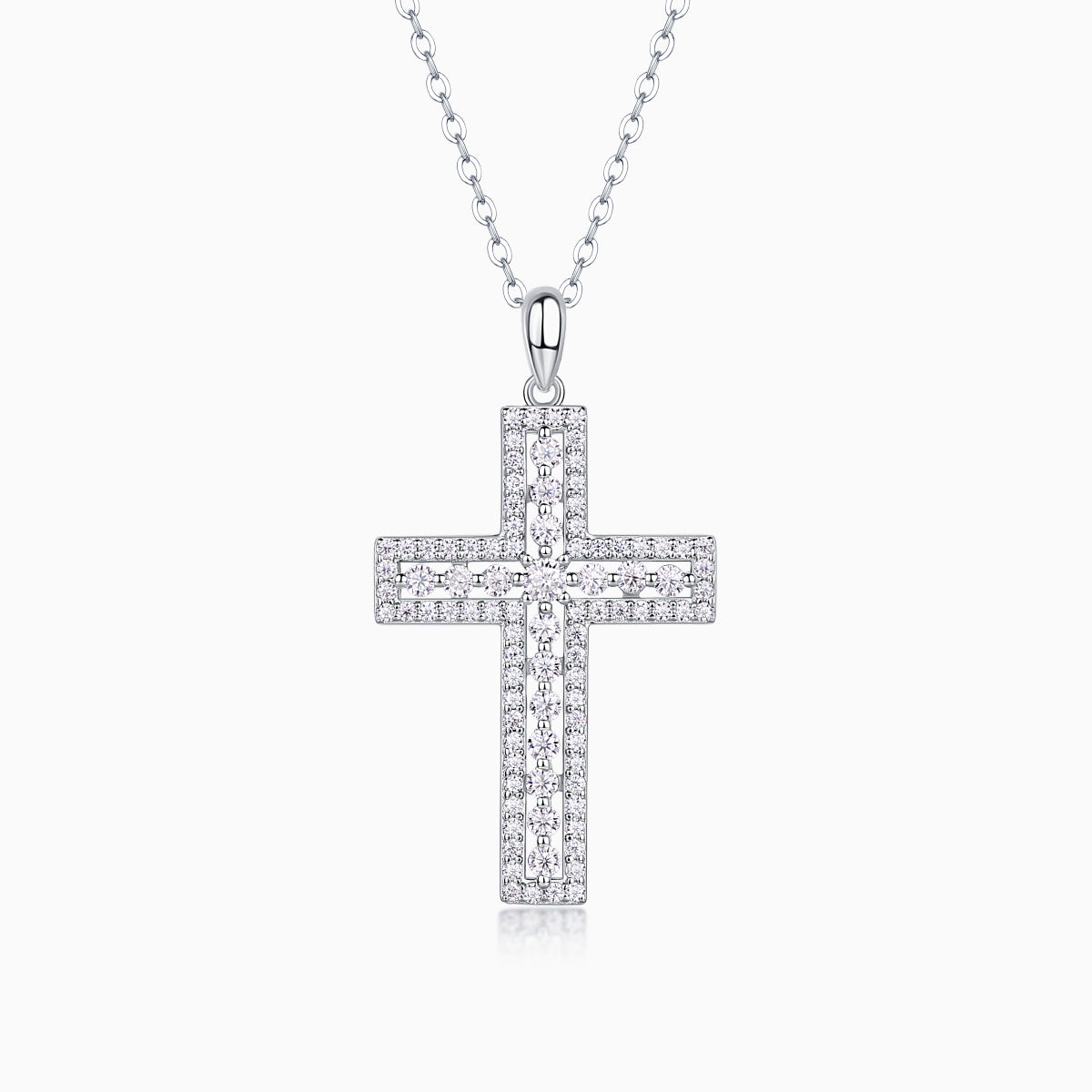 Round Moissanite Cross Pendant Necklace - Ceerom