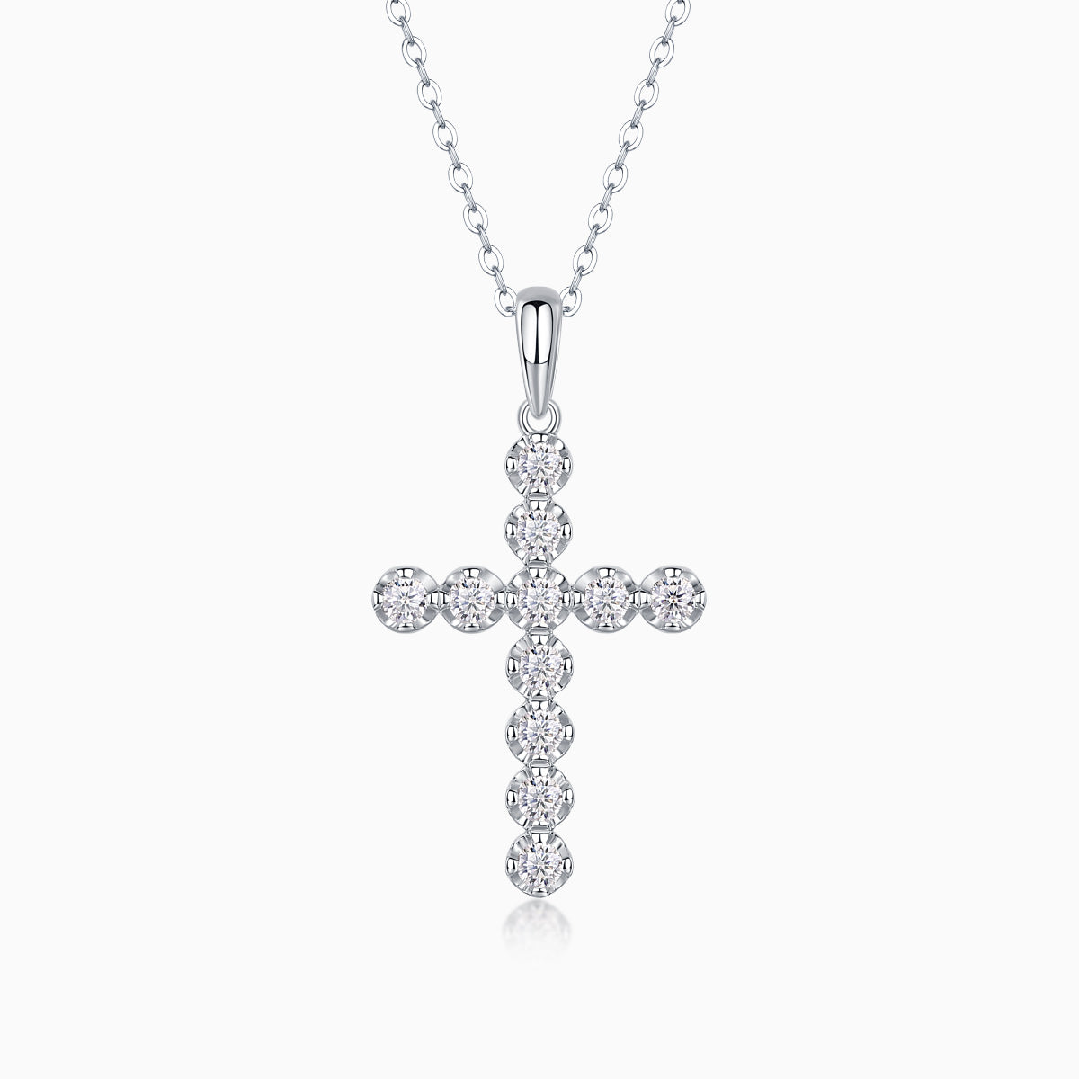 Round Moissanite Cross Pendant Necklace - Ceerom