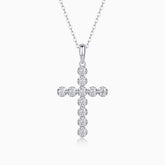 Round Moissanite Cross Pendant Necklace - Ceerom