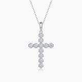 Round Moissanite Cross Pendant Necklace - Ceerom