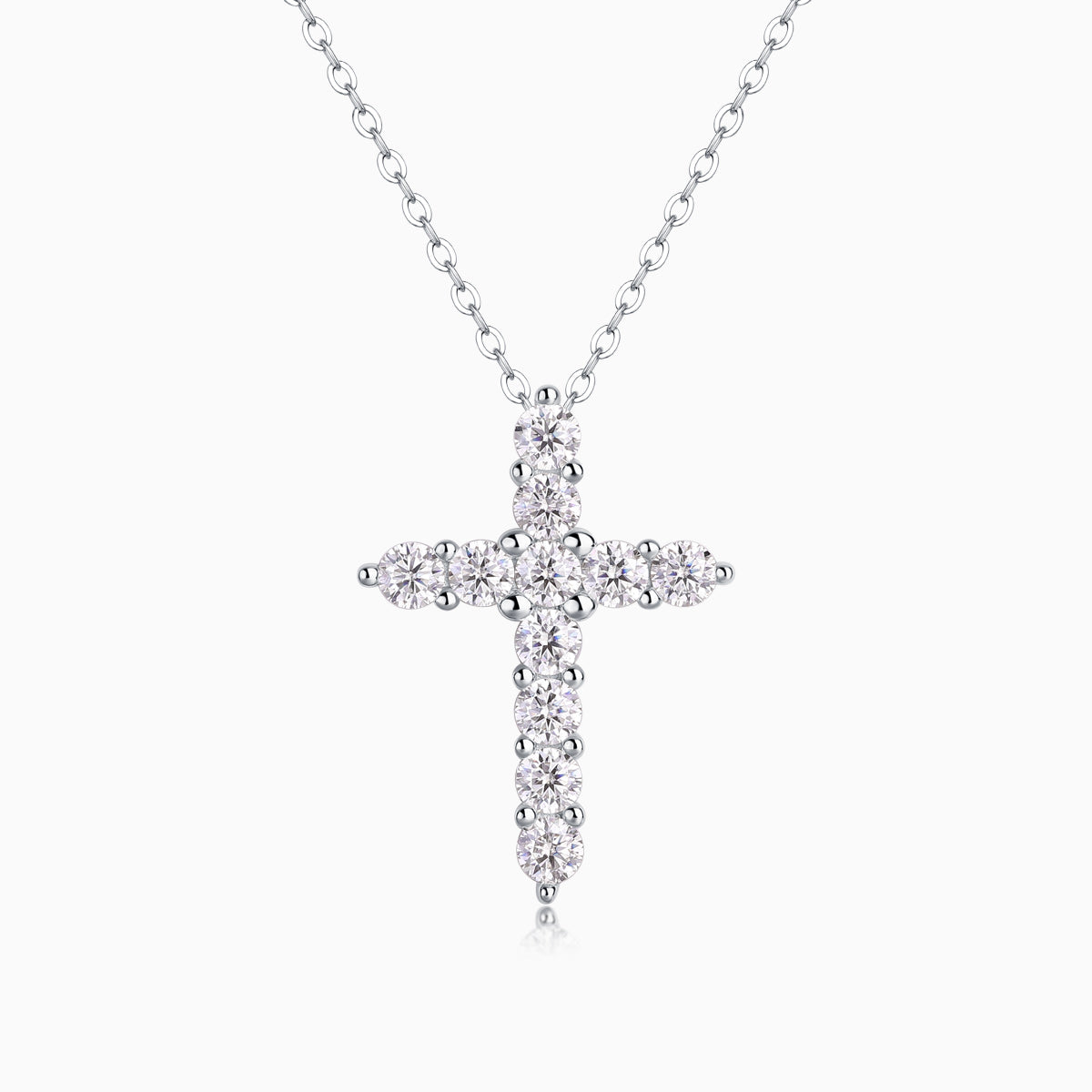 Round Cut Moissanite Cross Pendant Necklace - Ceerom