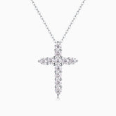 Round Cut Moissanite Cross Pendant Necklace - Ceerom