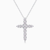 Round Cut Moissanite Cross Pendant Necklace - Ceerom