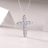 Round Cut Moissanite Cross Pendant Necklace - Ceerom