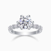 Pave Six Claw Round Moissanite Engagement Ring - Ceerom