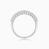 Moissanite Curved Silver Band Ring - Ceerom