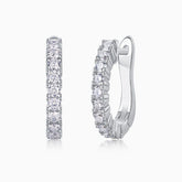 Single Paved Round Moissanite Hoop Earrings