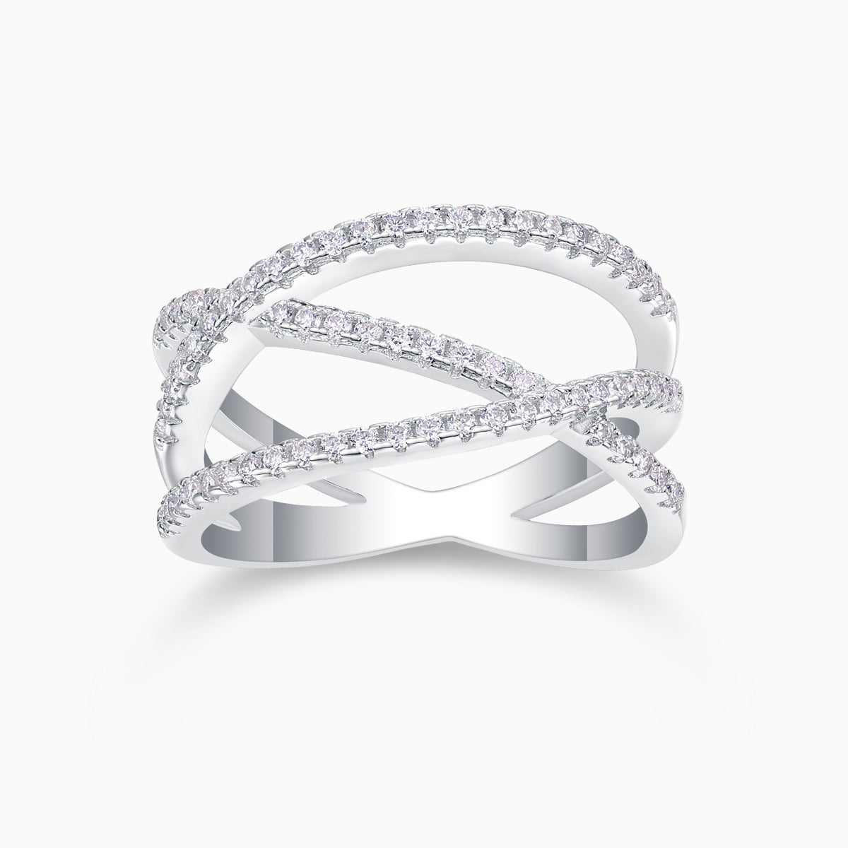 Moissanile Criss Cross Wide Band Ring - Ceerom
