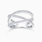 Moissanile Criss Cross Wide Band Ring - Ceerom