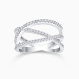 Moissanile Criss Cross Wide Band Ring - Ceerom