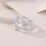 Moissanile Criss Cross Wide Band Ring - Ceerom