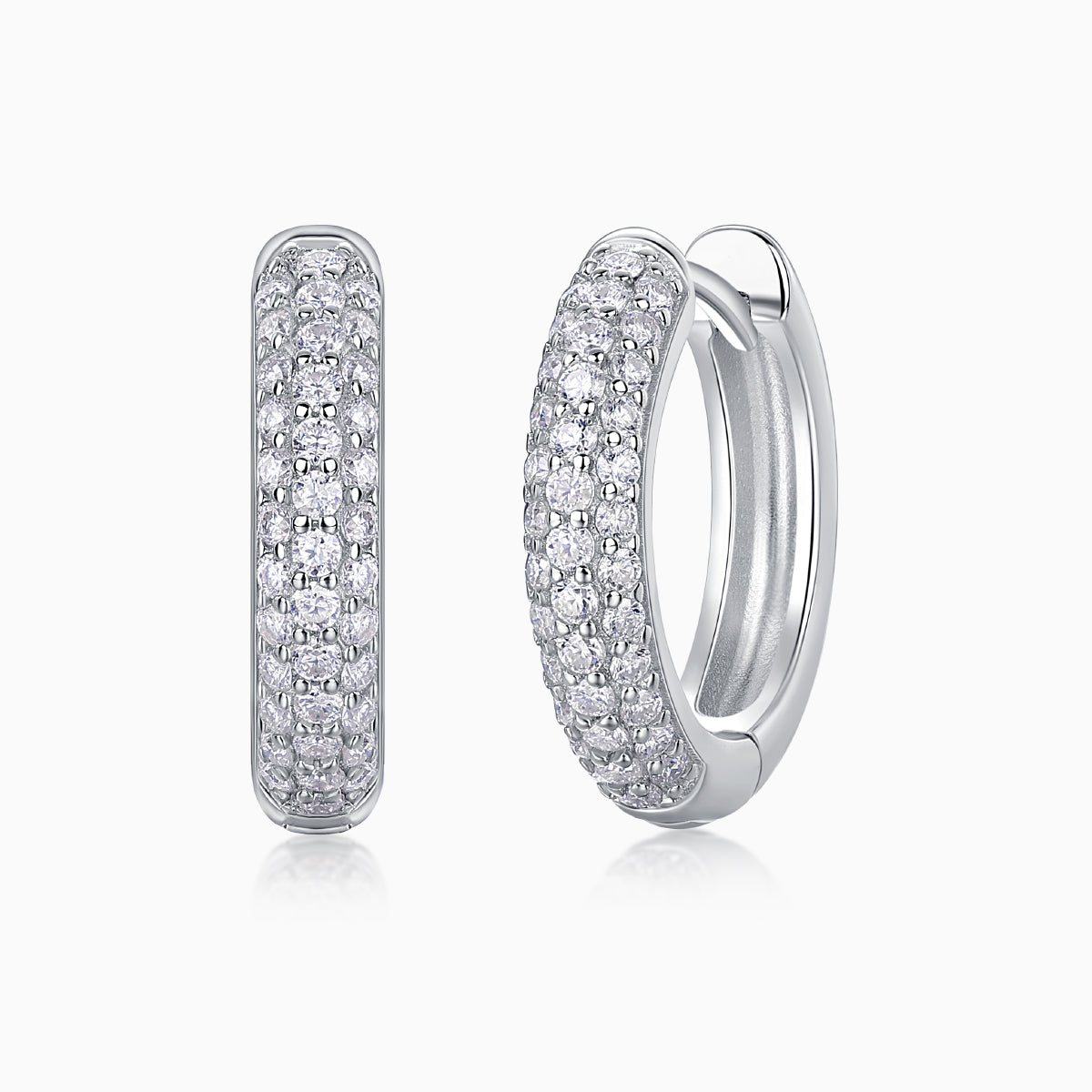 Three Row Moissanite Pave Hoop Earrings - Ceerom