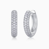 Three Row Moissanite Pave Hoop Earrings - Ceerom