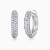 Three Row Moissanite Pave Hoop Earrings - Ceerom