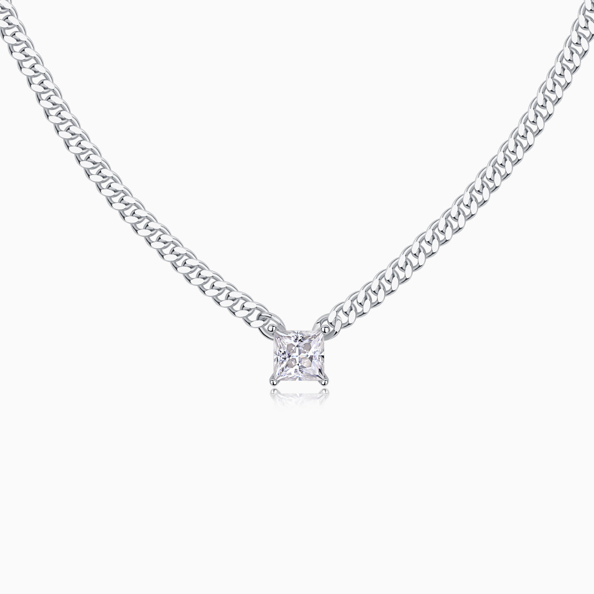Princess Cut Moissanite Pendant Necklace - Ceerom
