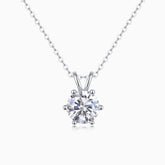 Round Cut Solitaire Pendant Necklace - Ceerom