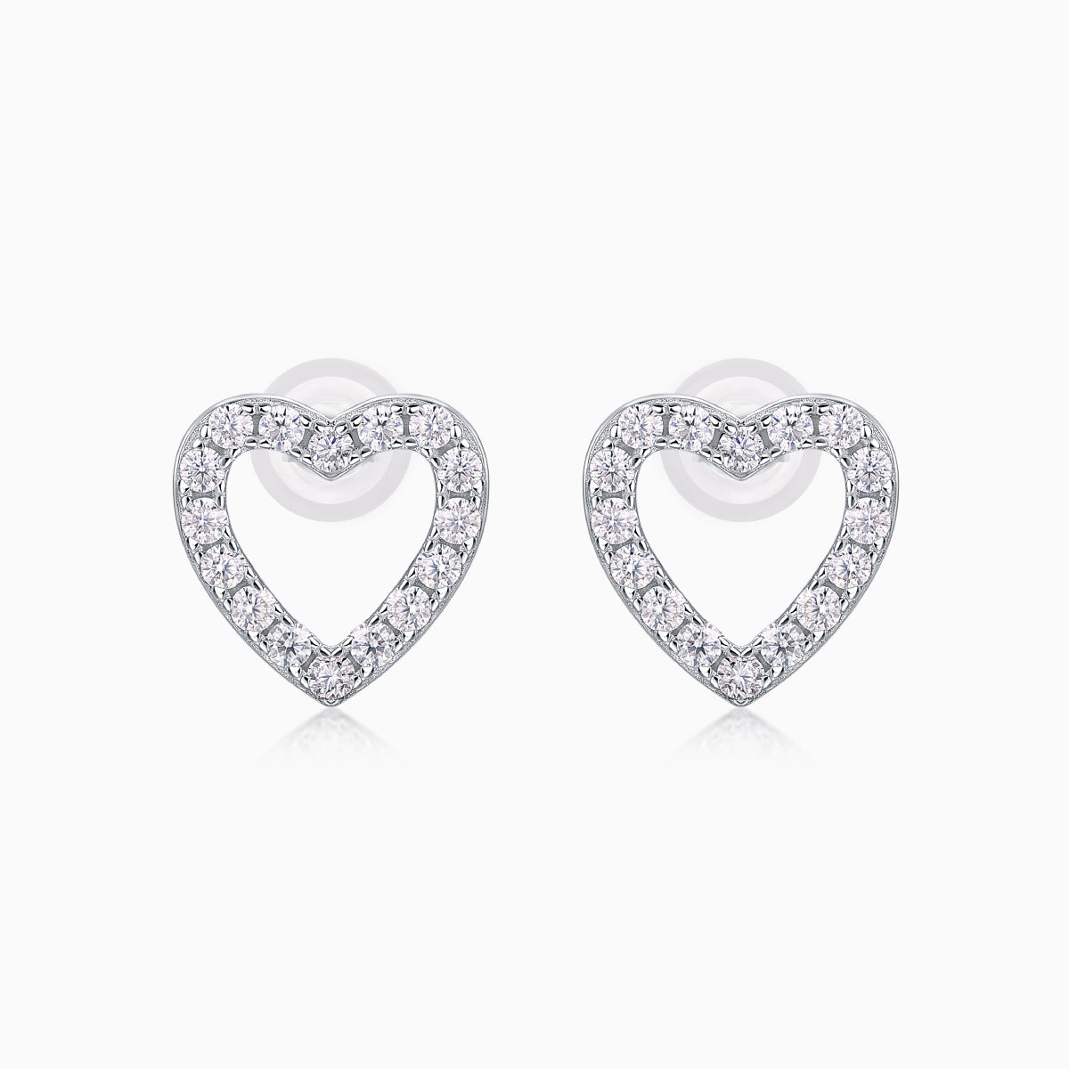 Moissanite Pave Set Heart Stud Earrings - Ceerom