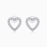 Moissanite Pave Set Heart Stud Earrings - Ceerom