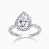Halo Pear Shaped Moissanite Ring - Ceerom
