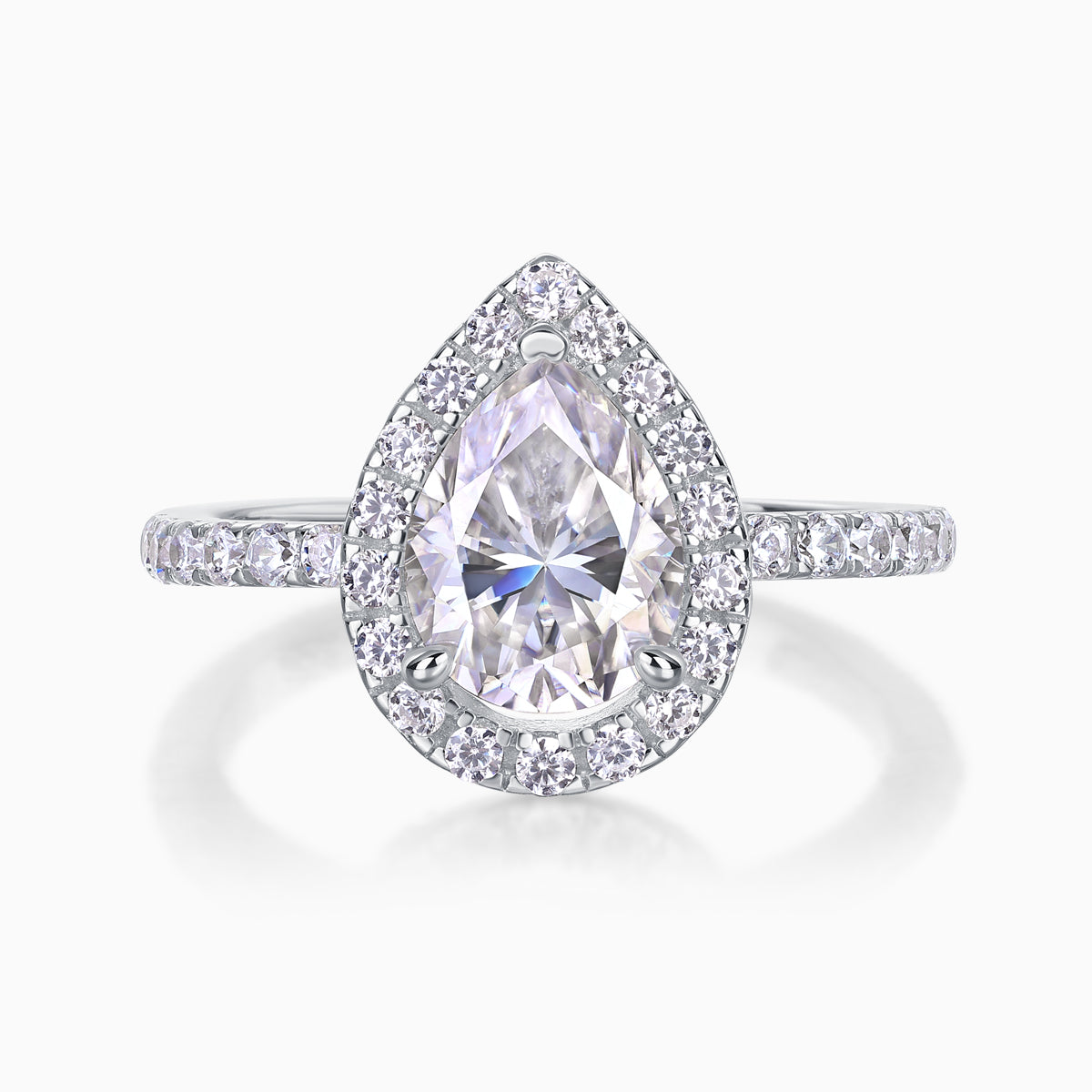 Halo Pear Shaped Moissanite Ring - Ceerom
