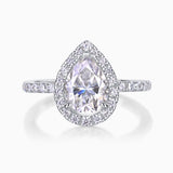 Halo Pear Shaped Moissanite Ring - Ceerom
