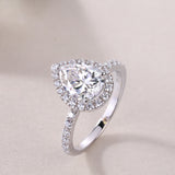 Halo Pear Shaped Moissanite Ring - Ceerom