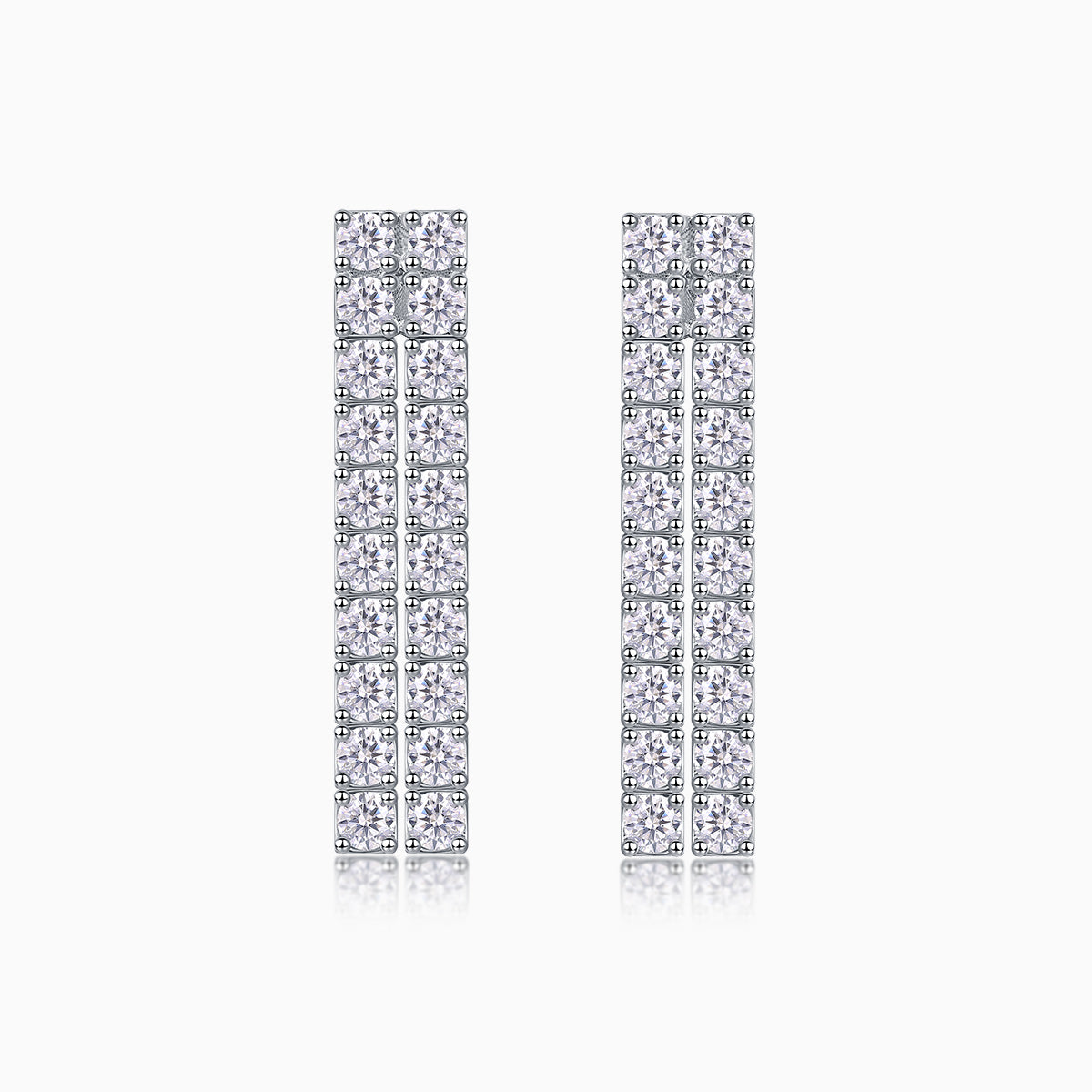 Double Row Long Tassel Moissanite Drop Earrings - Ceerom