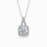 Round Cut Moissanite Halo Pendant Necklace - Ceerom