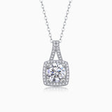 Round Cut Moissanite Halo Pendant Necklace - Ceerom
