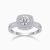 Classic Round Halo Moissanite Pave Engagement Ring