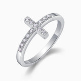 Moissanile Thin Cross Band Ring - Ceerom