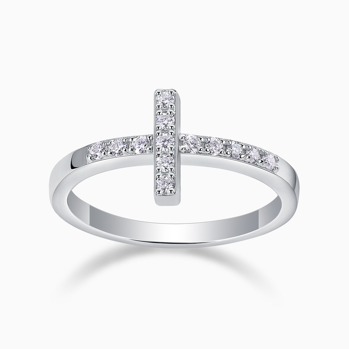 Moissanile Thin Cross Band Ring - Ceerom