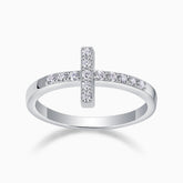 Moissanile Thin Cross Band Ring - Ceerom