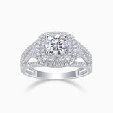Moissanite Round Cut Cushion Halo Engagement Ring