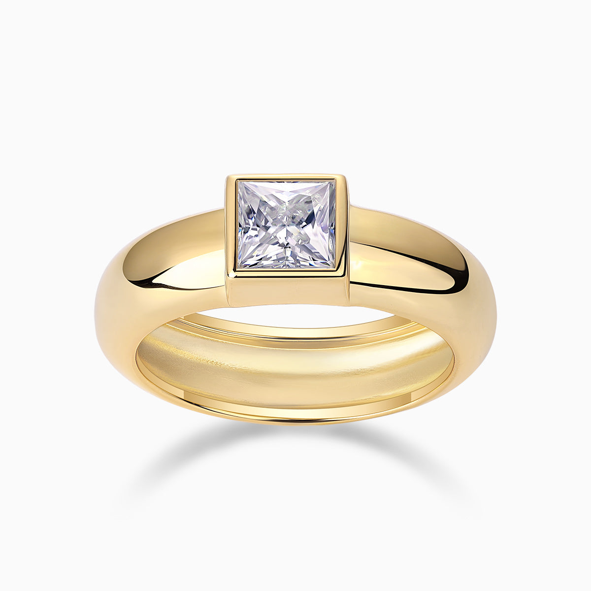 Solitaire Asscher Cut Moissanite Ring - Ceerom