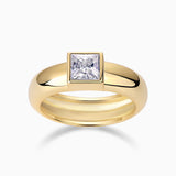 Solitaire Asscher Cut Moissanite Ring - Ceerom