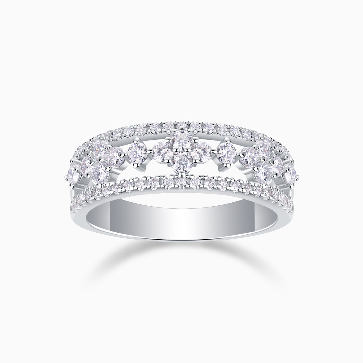 Half a Row Moissanite Wedding Band Ring - Ceerom