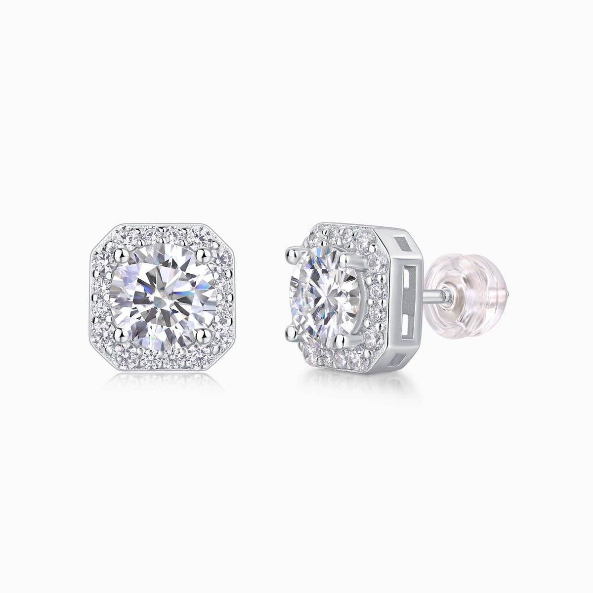 Halo Moissanite Round Cut Stud Earrings - Ceerom