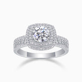 Halo Round Cut Pave Moissanite Ring - Ceerom
