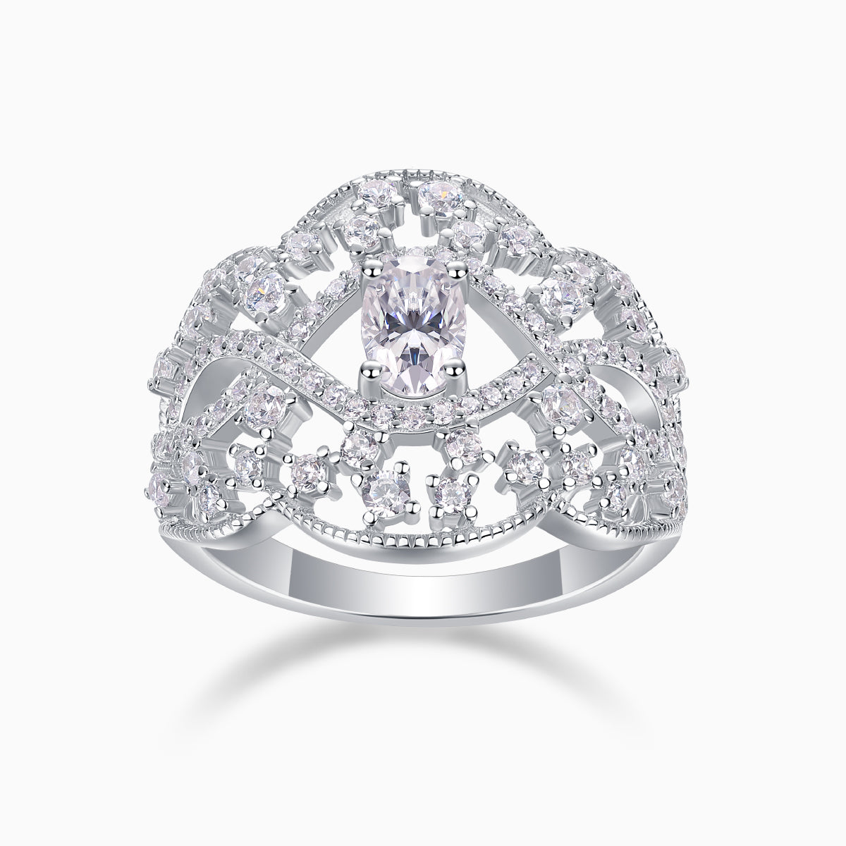 Oval Cut Crown Engagement Ring - Ceerom