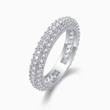 Triple Row Round Cut Moissanite Band Ring - Ceerom