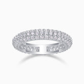 Triple Row Round Cut Moissanite Band Ring - Ceerom