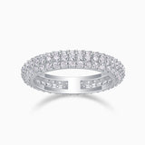 Triple Row Round Cut Moissanite Band Ring - Ceerom