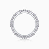 Triple Row Round Cut Moissanite Band Ring - Ceerom