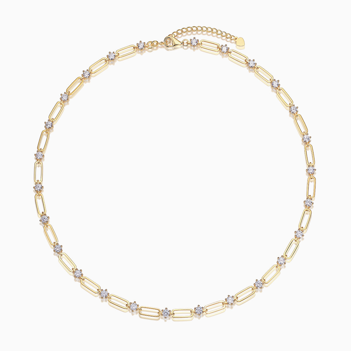 Moissanite Pave Rectangle Link Chain Necklace - Ceerom