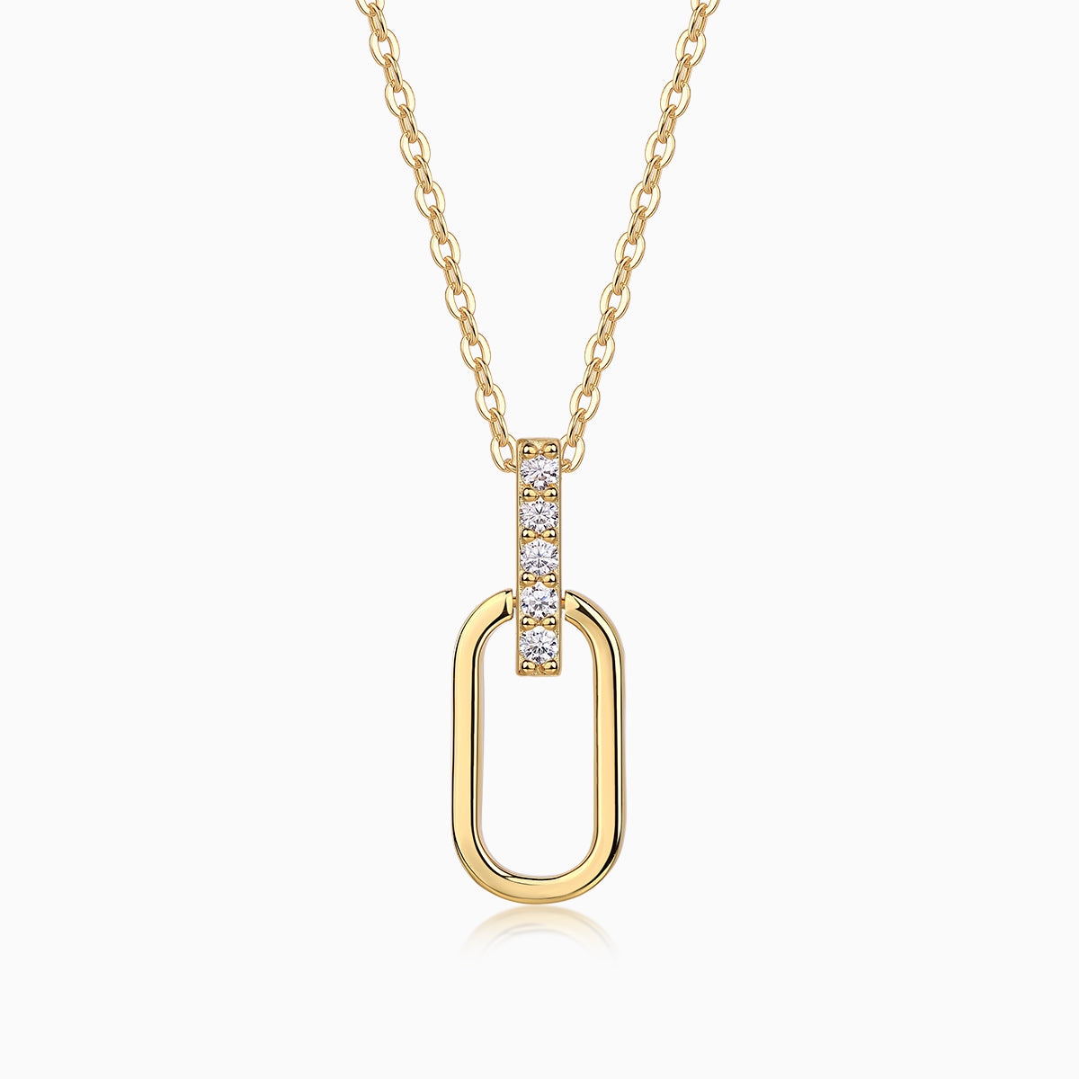 Moissanite Paperclip Link Pendant Necklace - Ceerom