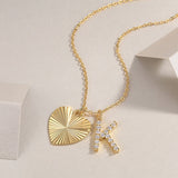 Letter K Round Cut Pave Moissanite Two Pendant Necklace - Ceerom