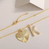 Letter K Round Cut Pave Moissanite Two Pendant Necklace - Ceerom