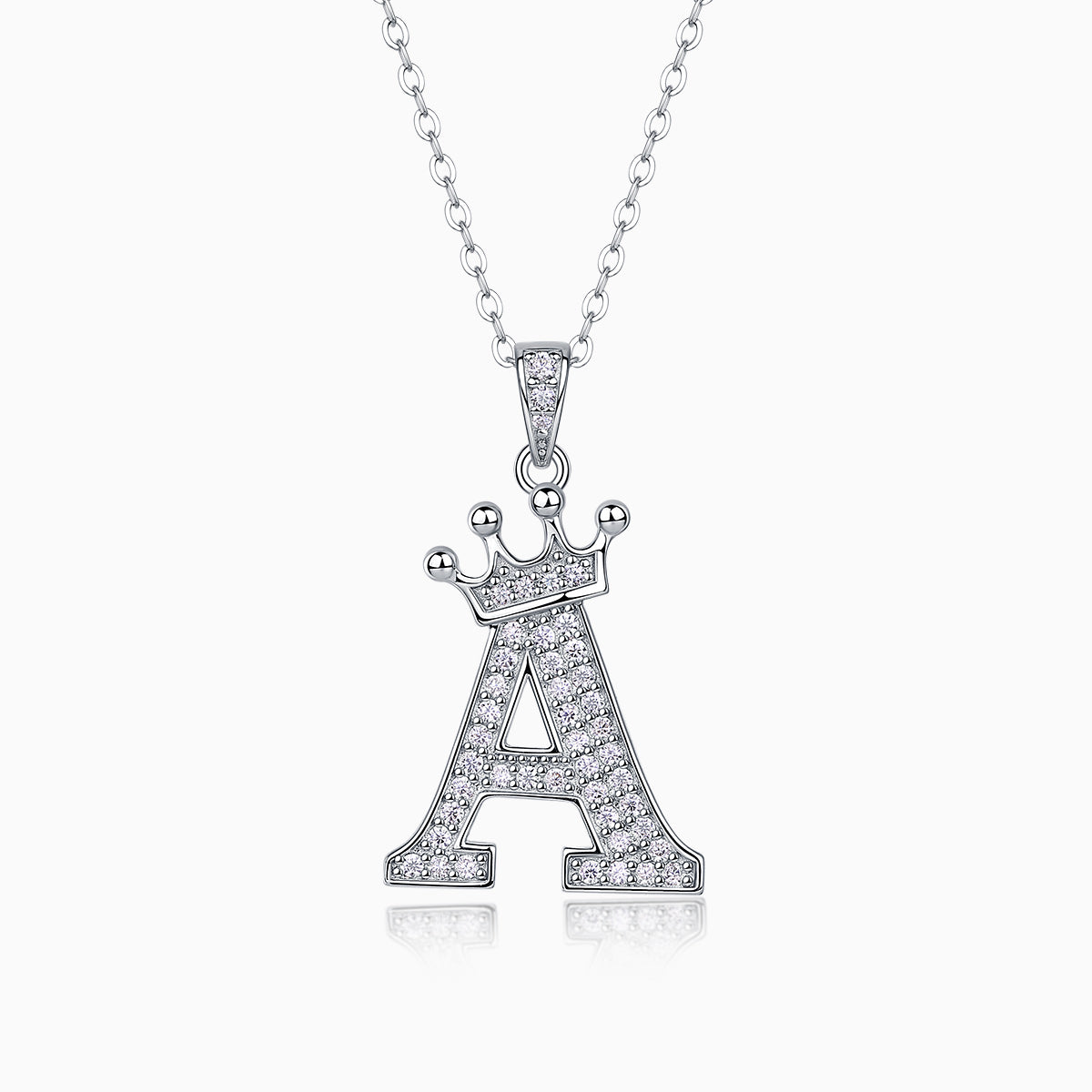 Crown 26 English Letters Full Moissanite Pendant Necklace Free choice - Ceerom
